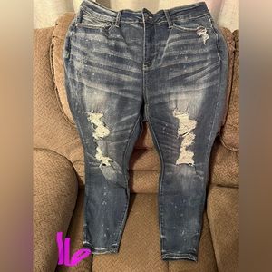 Judy Blue Bleach Splatter Distressed Skinny Sz 16w